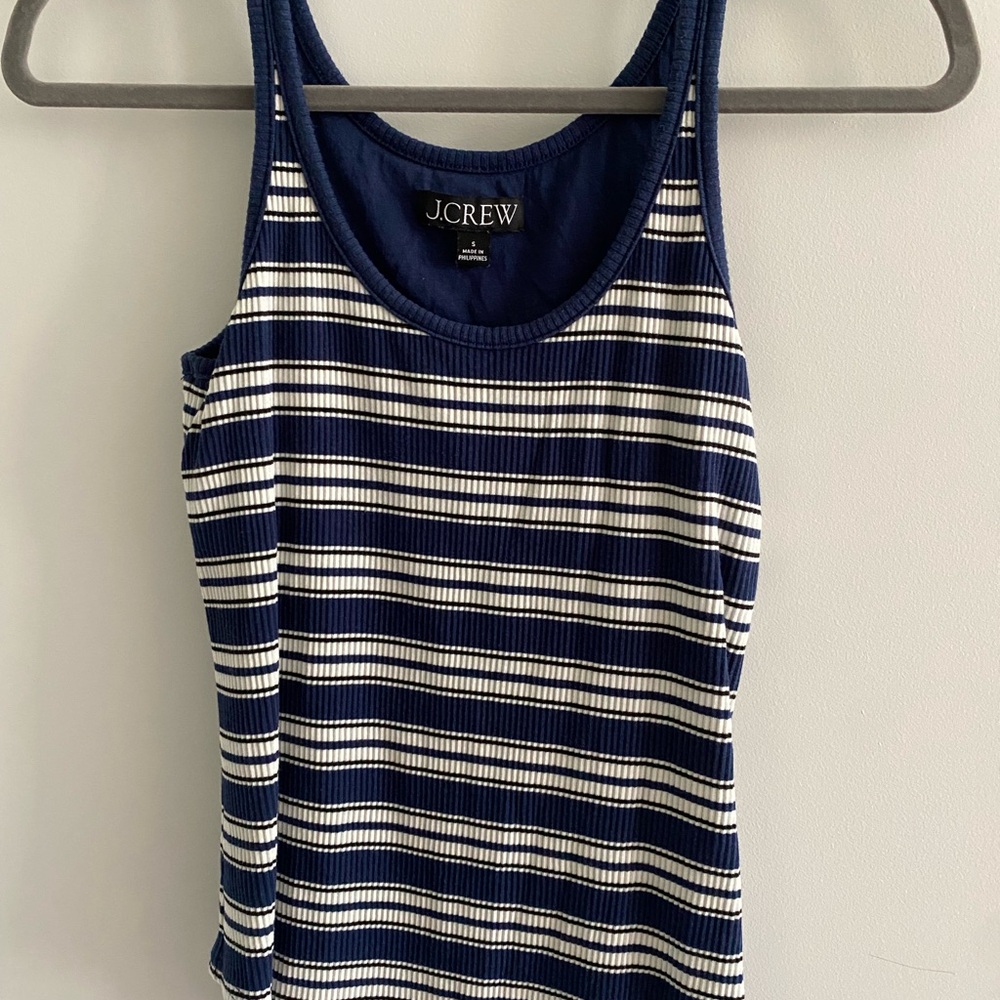 J. Crew Blue and White Striped Tank Top